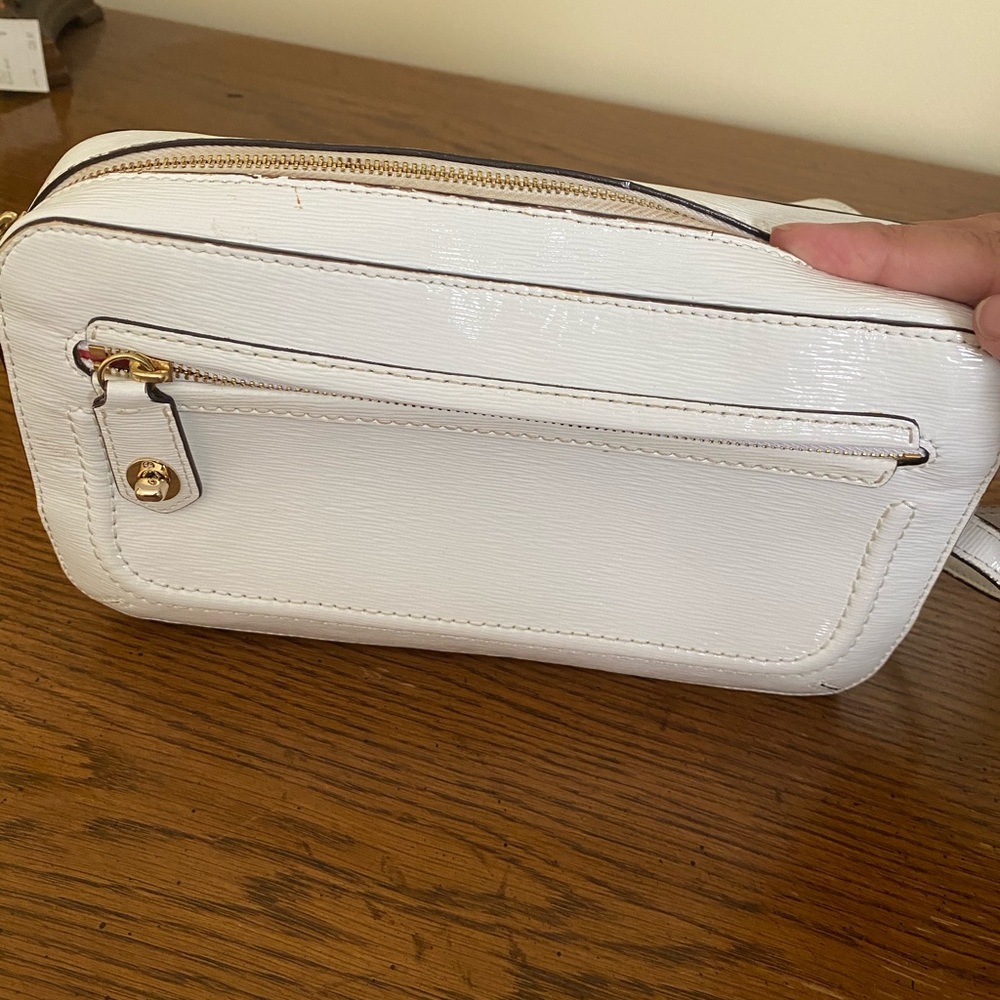 Coach white paten small shoulder or crossbody bag